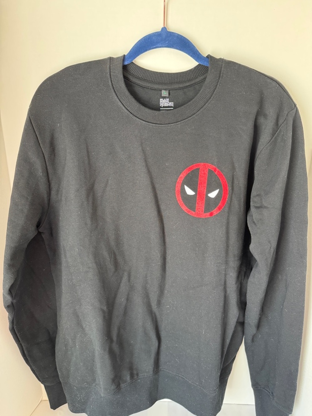 Iron Maiden / Deadpool Logo Black Crewneck Sweatshirt